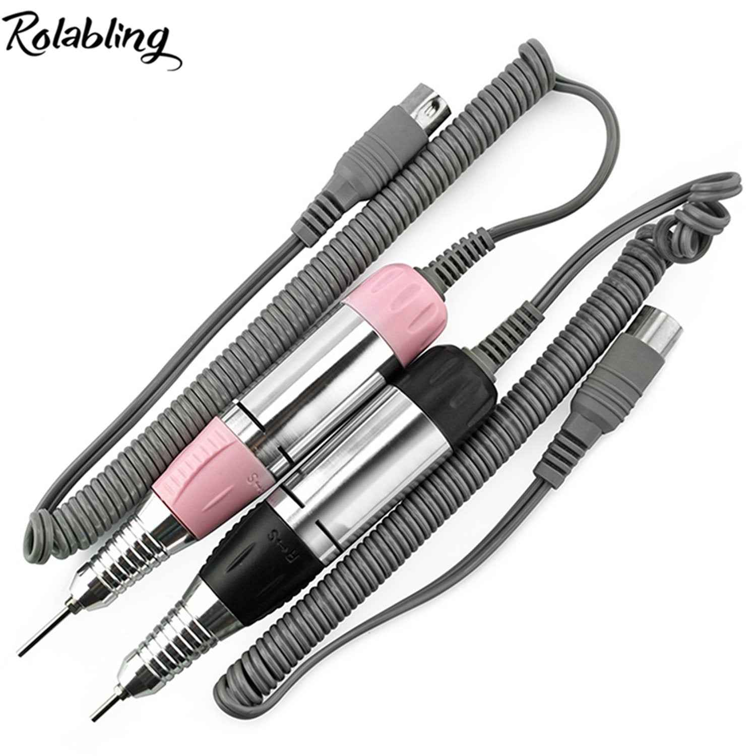 Rolabling Nail Drill Handpiece Electric Nail Drill Handle Machine Replacement Nail Polishing Pen Portable Manicure Pedicure Tool (Pink)