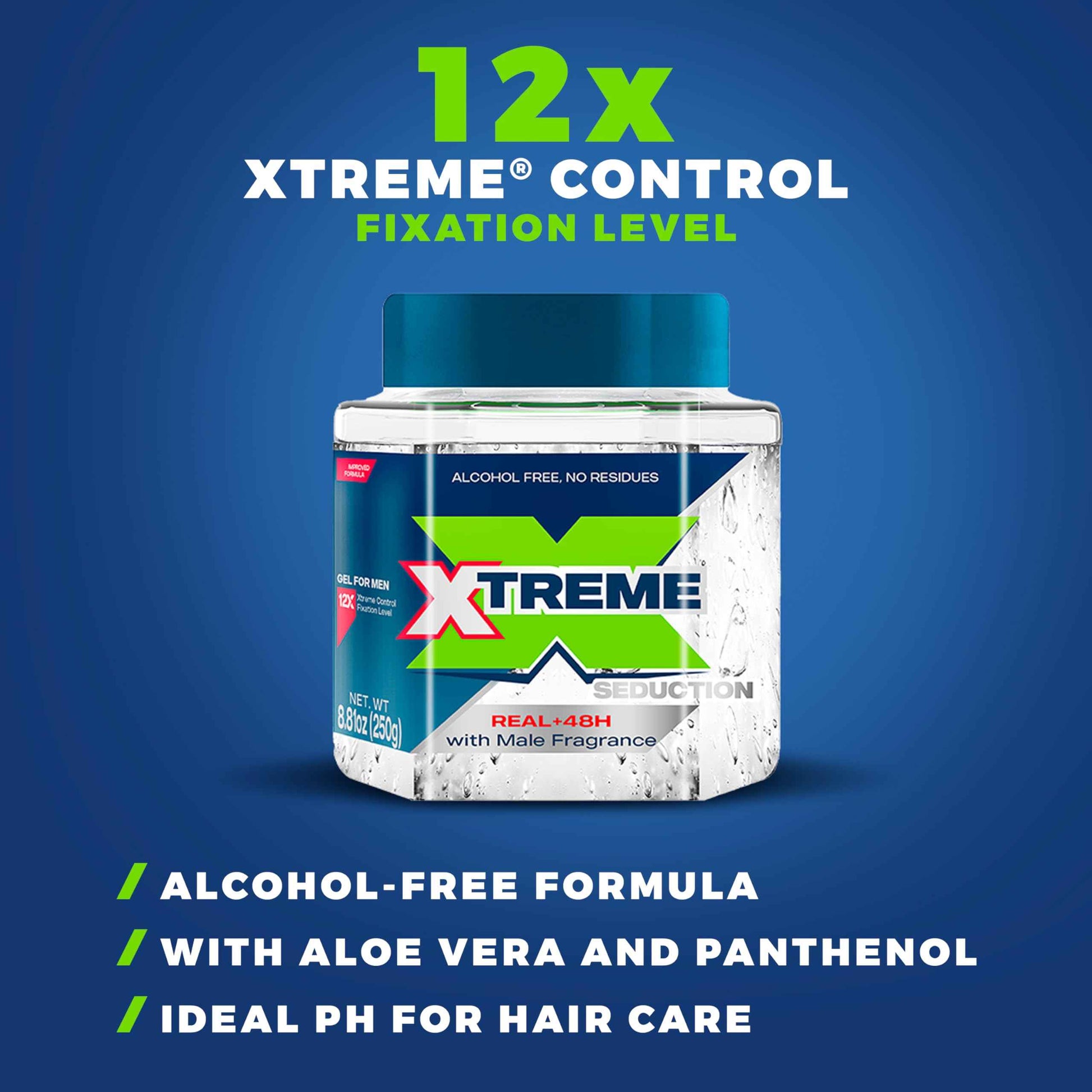 Xtreme Gel Seduction Styling Hair Gel For Men With Aloe Vera and 48-Hours Control, 8.81 oz (Pack of 12)