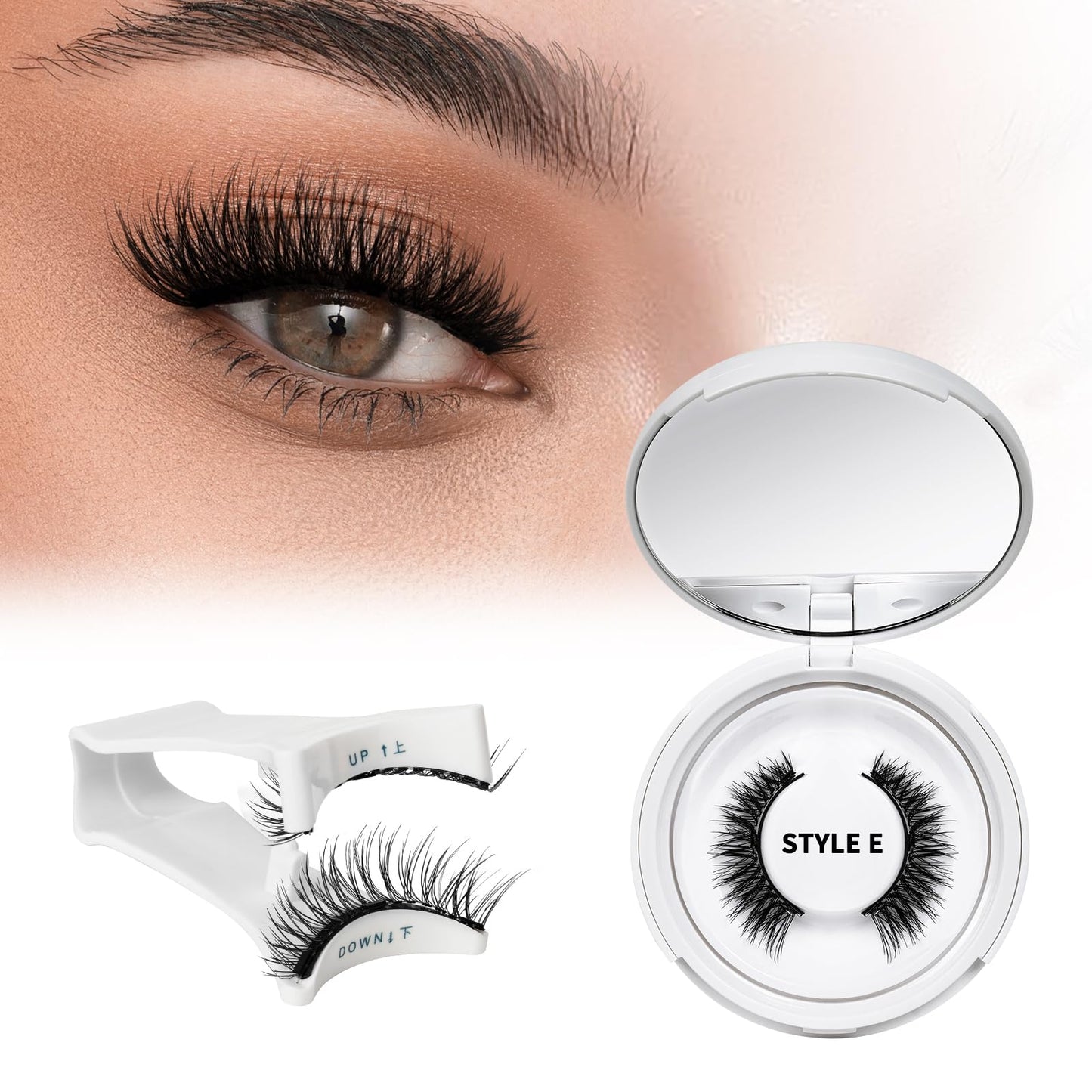 QUEWEL No Glue Needed Eyelashes Magnetic, Magnetic Eyelashes Natural Look, Reusable Magnetic Lashes Kit with Applicator, Easy to Wear and Remove with Instructions(Magnetic Lashes-E)