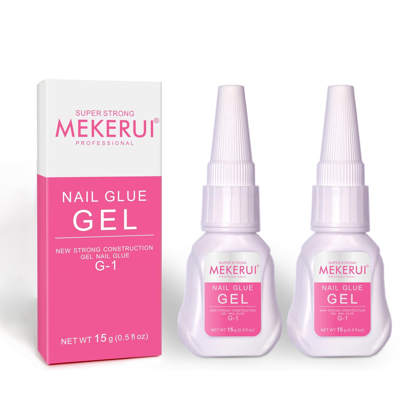 （2 Bottles）Mekerui Super Strong Nail Glue Gel for Press on Nails,Drip and Clog Proof,7S Quickly Dry Without UV Light,Long-Lasting 30+Days,Waterproof Beauty Secret Professional Salon Quality