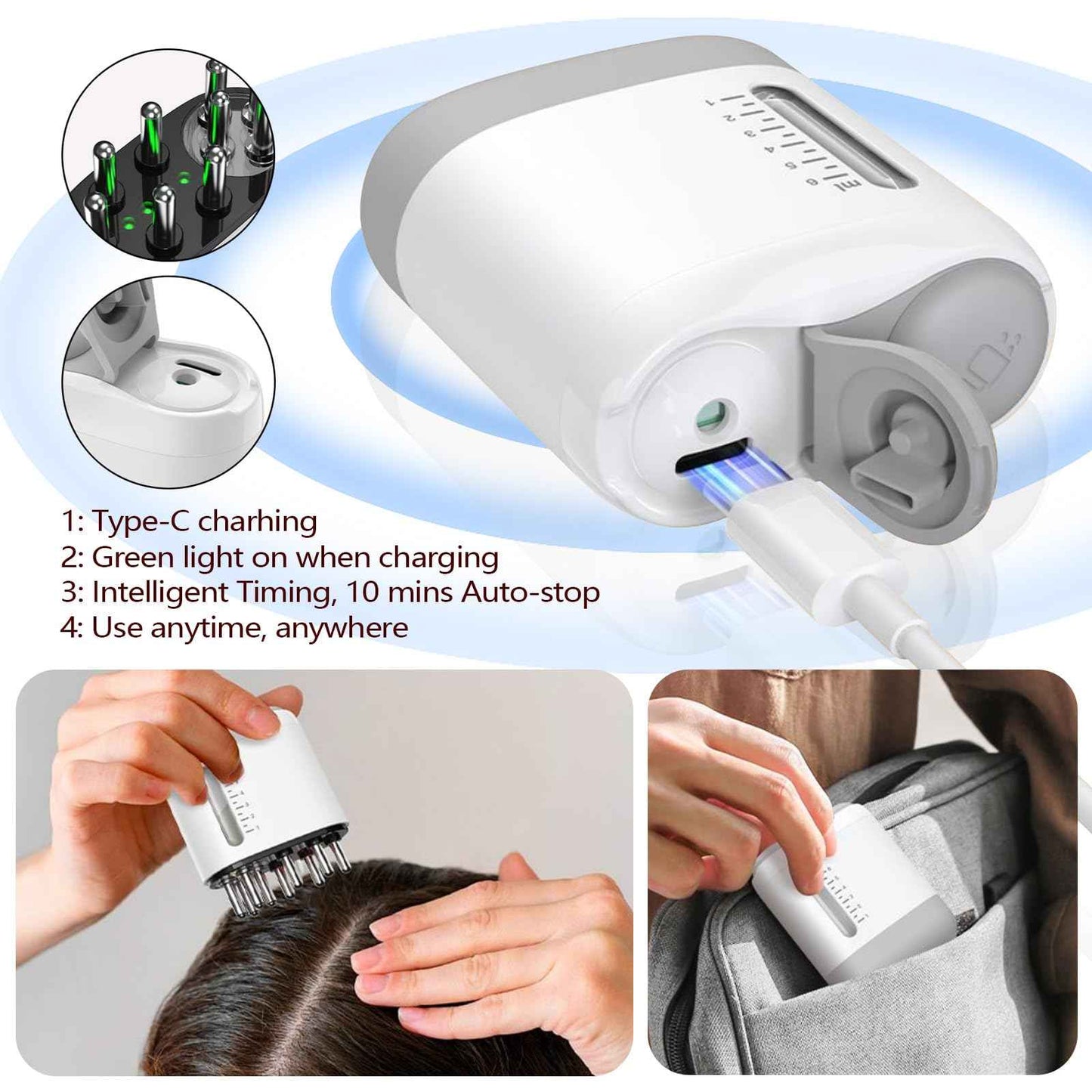 Pawfan Minoxidil Applicator, Hair Oiling Applicator, Root Comb Applicator，Scalp Oil Dispenser, 2-in-1 Hair Growth Oil Applicator and Scalp Massager for Hair Treatment and Growth