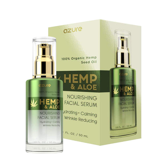 AZURE Hemp & Aloe Nourishing Facial Serum - Moisturizing, Calming & Revitalizing | Reduces Wrinkles, Fine Lines & Creases | Restores Dehydrated Skin | Made in Korea - 50mL / 1.69 fl.oz.