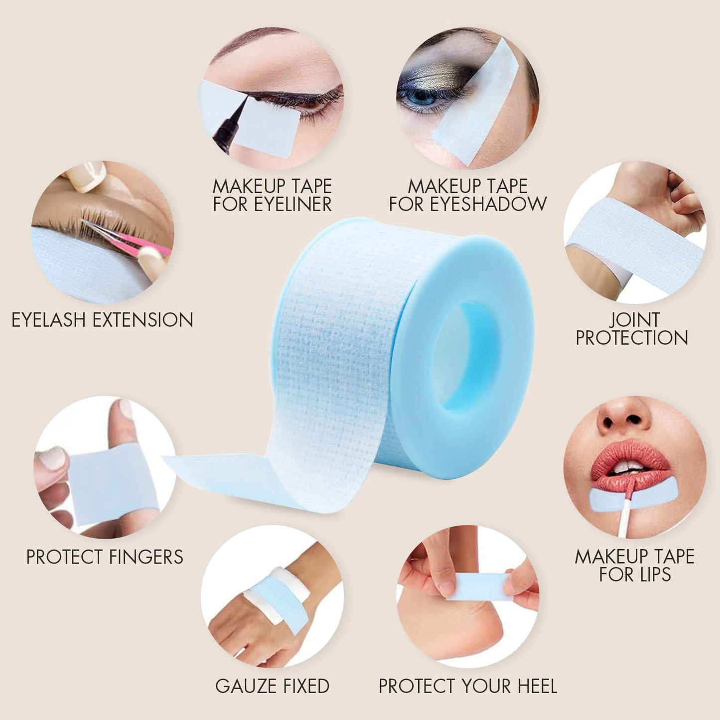 Embagol Lash Tape for Eyelash Extensions Blue Eyelash Tape for Extensions Sensitive Silicone Gel Easy Tear Breathable Medical Microporous Eyelash Extension Tape (0.98in 3.9yd, 1 Roll)