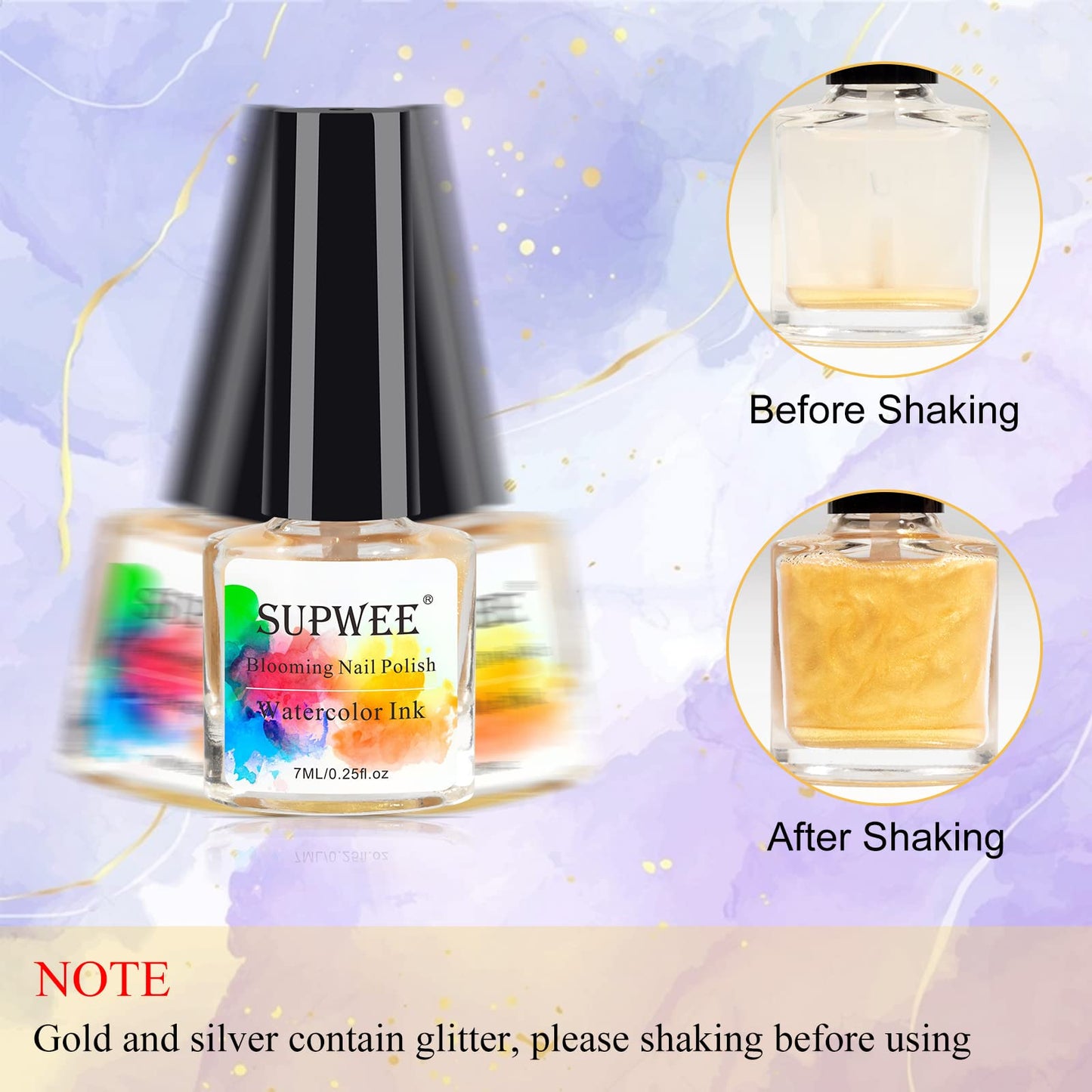 SUPWEE Blooming Gel Nail Polish - Marble Ink for Nails Watercolor Nail Art Design for Spreading Flower Blossom Effect Home DIY Nail Salon