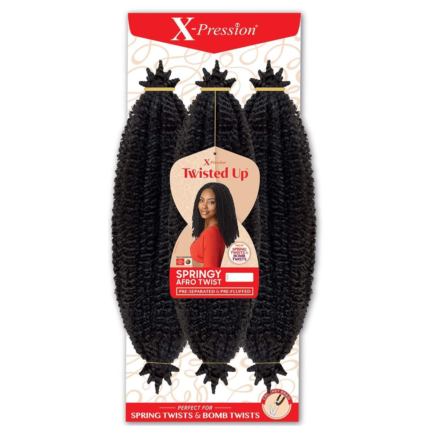 Outre Crochet Braids X-Pression Twisted Up 3X Springy Afro Twist 16" (5-Pack, 4)