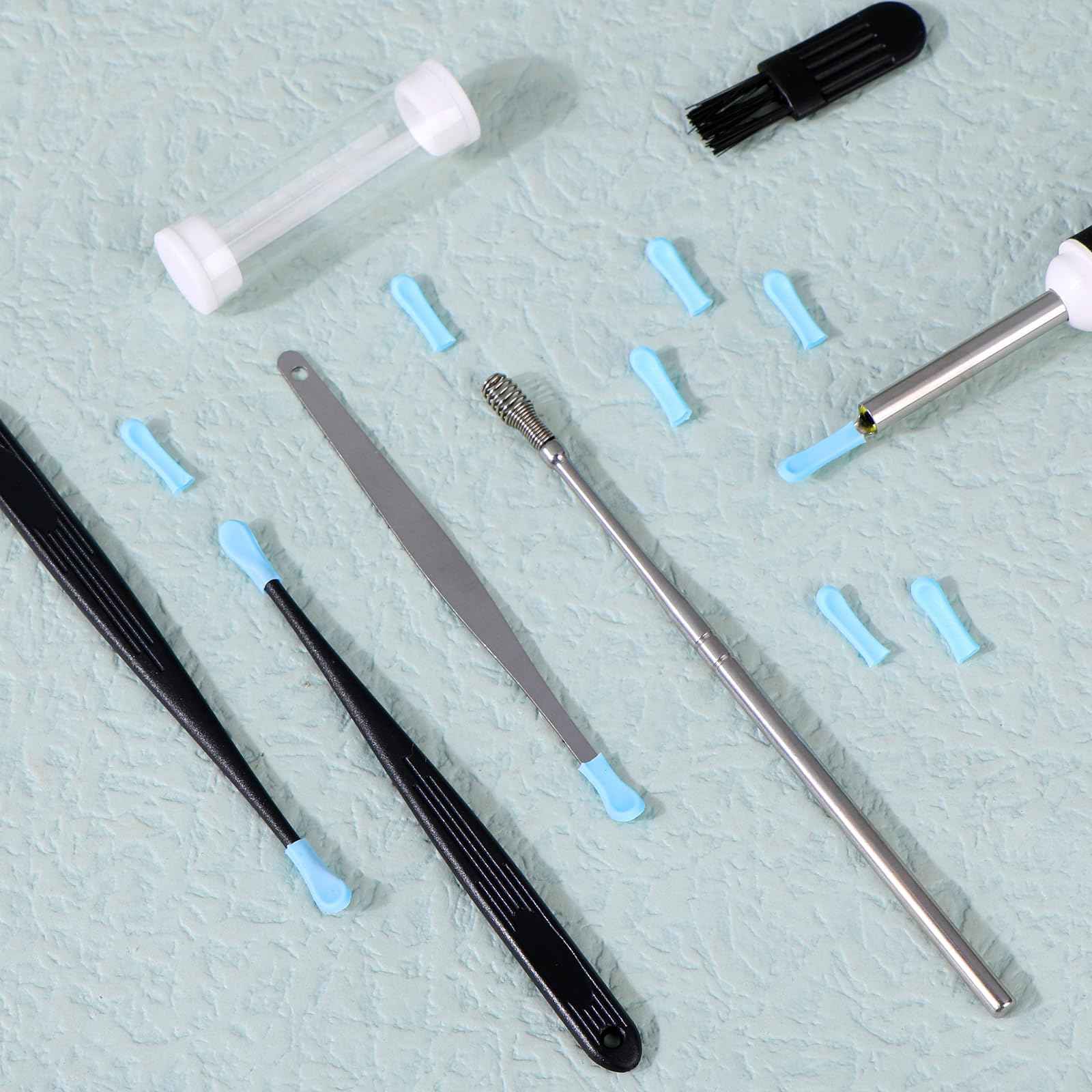 Youdaju 120Pcs Ear Spoon Tips Silicone Ear Spoon Replacement Tips Ear Cleaner Replacement Tips Ear Wax Removal Replacement Tips Ear Health Care Ear Cleaning Kit