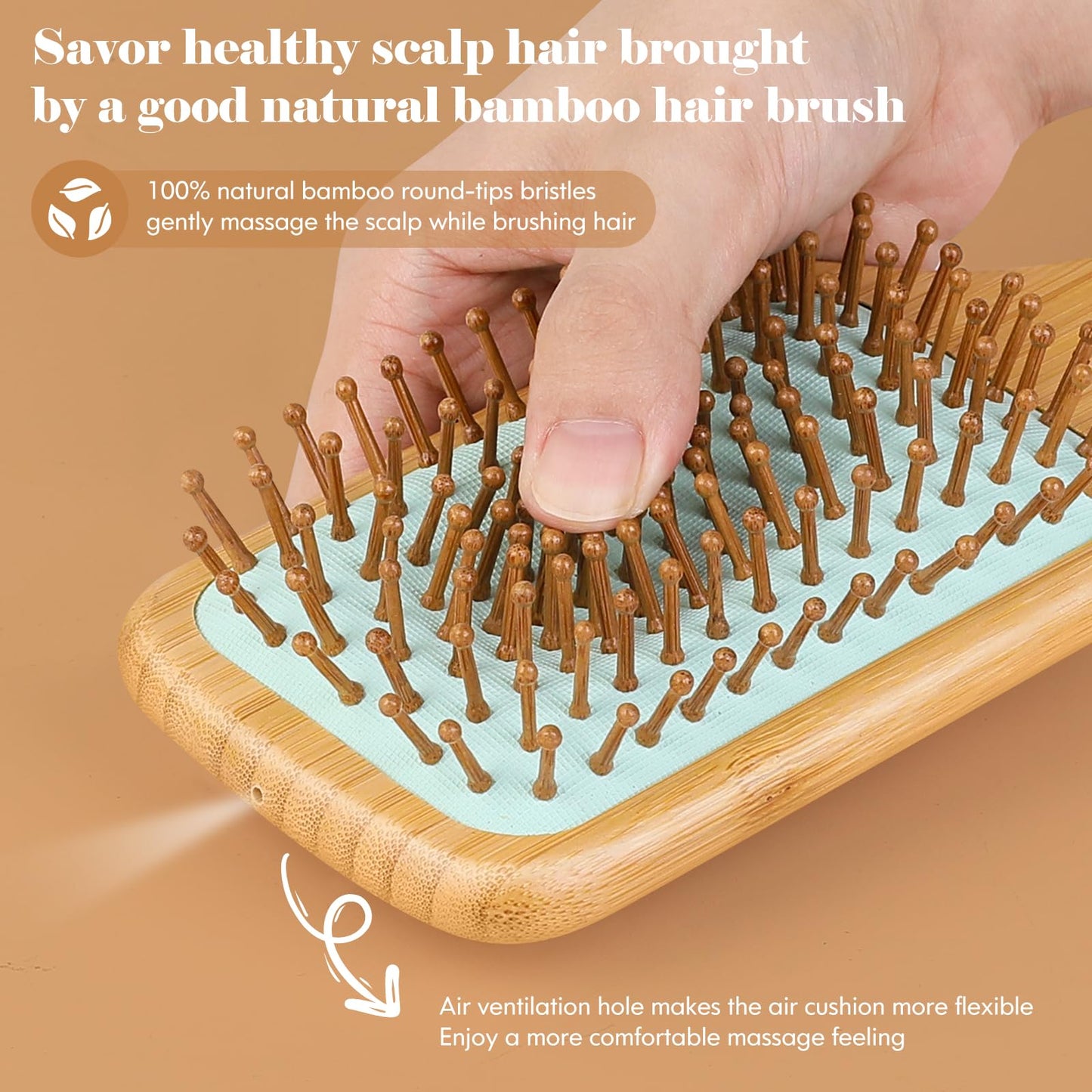 Hair Brush-Sofmild Natural Bamboo Wood Paddle Detangle Brush&Teasing Edge Hairbrush Set for Women Men Massaging Scalp Brushing Curly Straight Dry Hair Care Daily