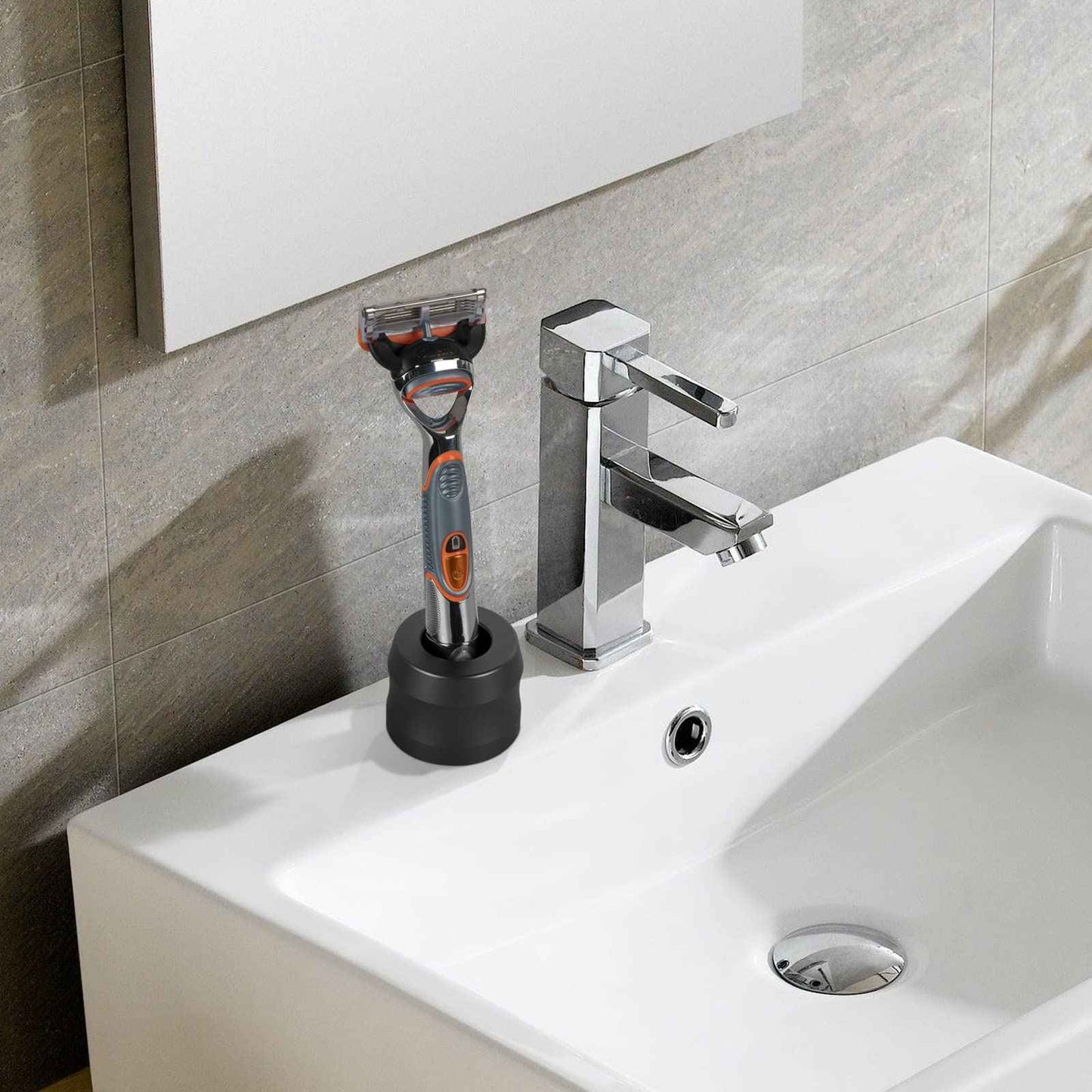 Linkidea 2 Pack Aluminum Alloy Razor Stand, Opening Dia 0.86" (22mm) Men's Shaving Stand for Bathroom Countertops, Compatible with Fusion 5 Power, ProGlide Shield Power (Grey)