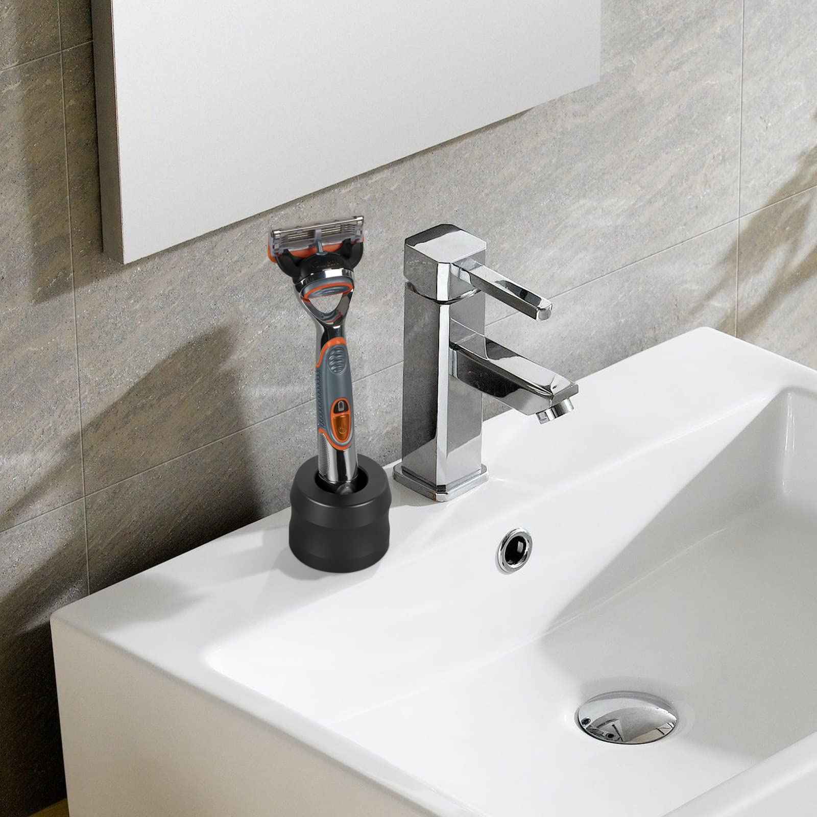 Linkidea 2 Pack Aluminum Alloy Razor Stand, Opening Dia 0.86" (22mm) Men's Shaving Stand for Bathroom Countertops, Compatible with Fusion 5 Power, ProGlide Shield Power (Grey)