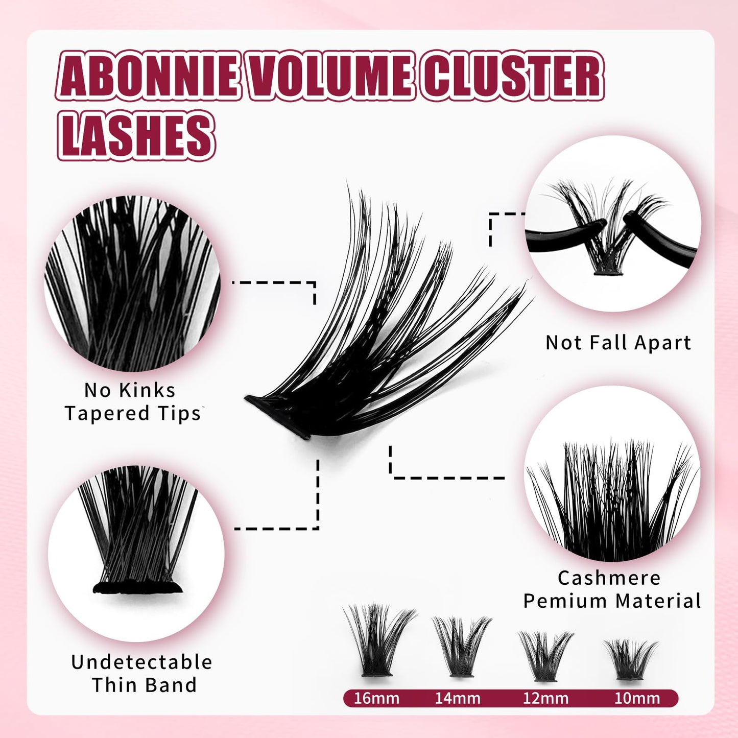 ABONNIE DIY Lash Extension Kit,Cluster lash Extensions Kit, 10-16mm Mix Lash Clusters, 60D+80D D Curl Lash Clusters Kit with Bond and Seal and Tweezer and Remover,at Home Lash Extensions Kit