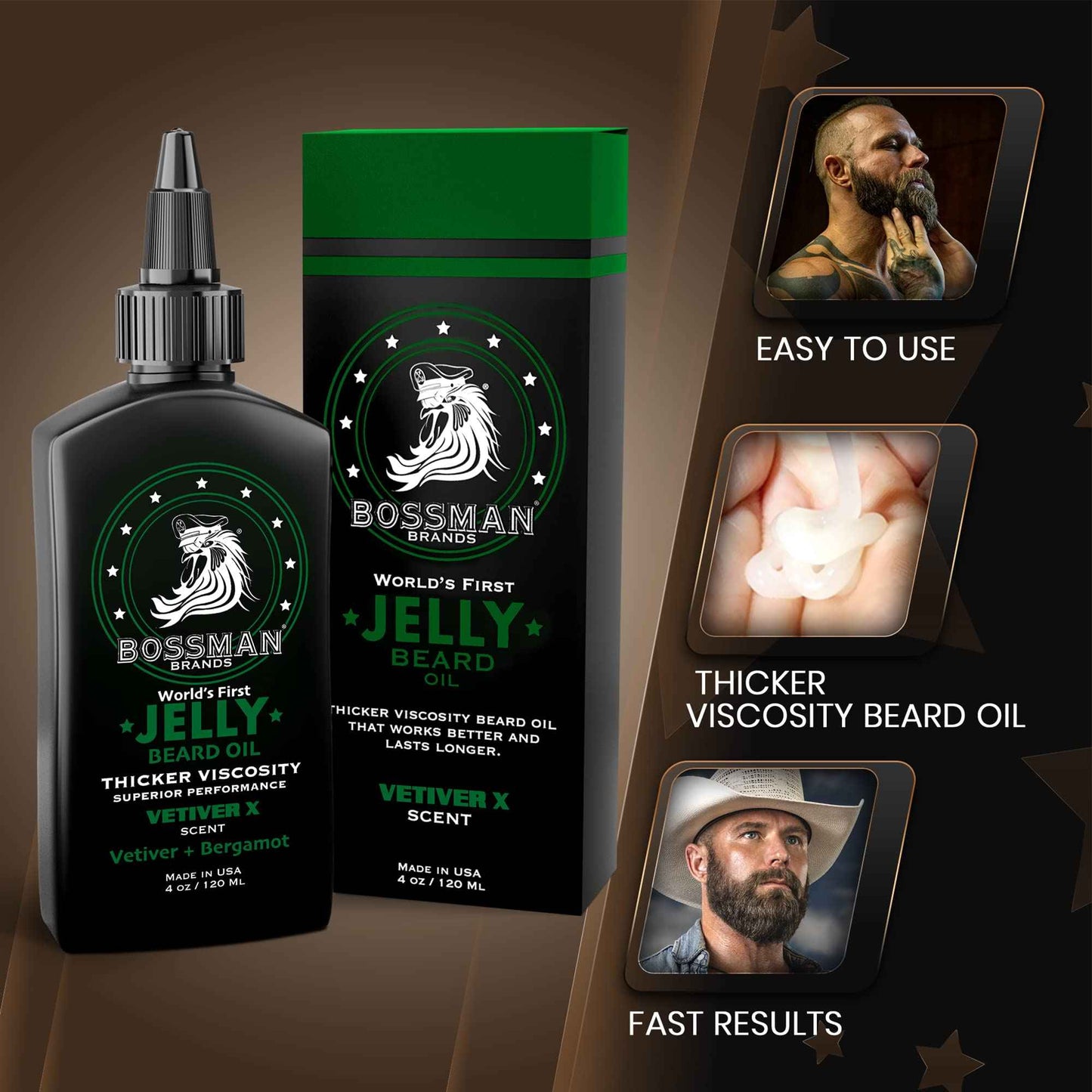Bossman Men's Grooming Kit: Metal Comb and Beard Oil Jelly