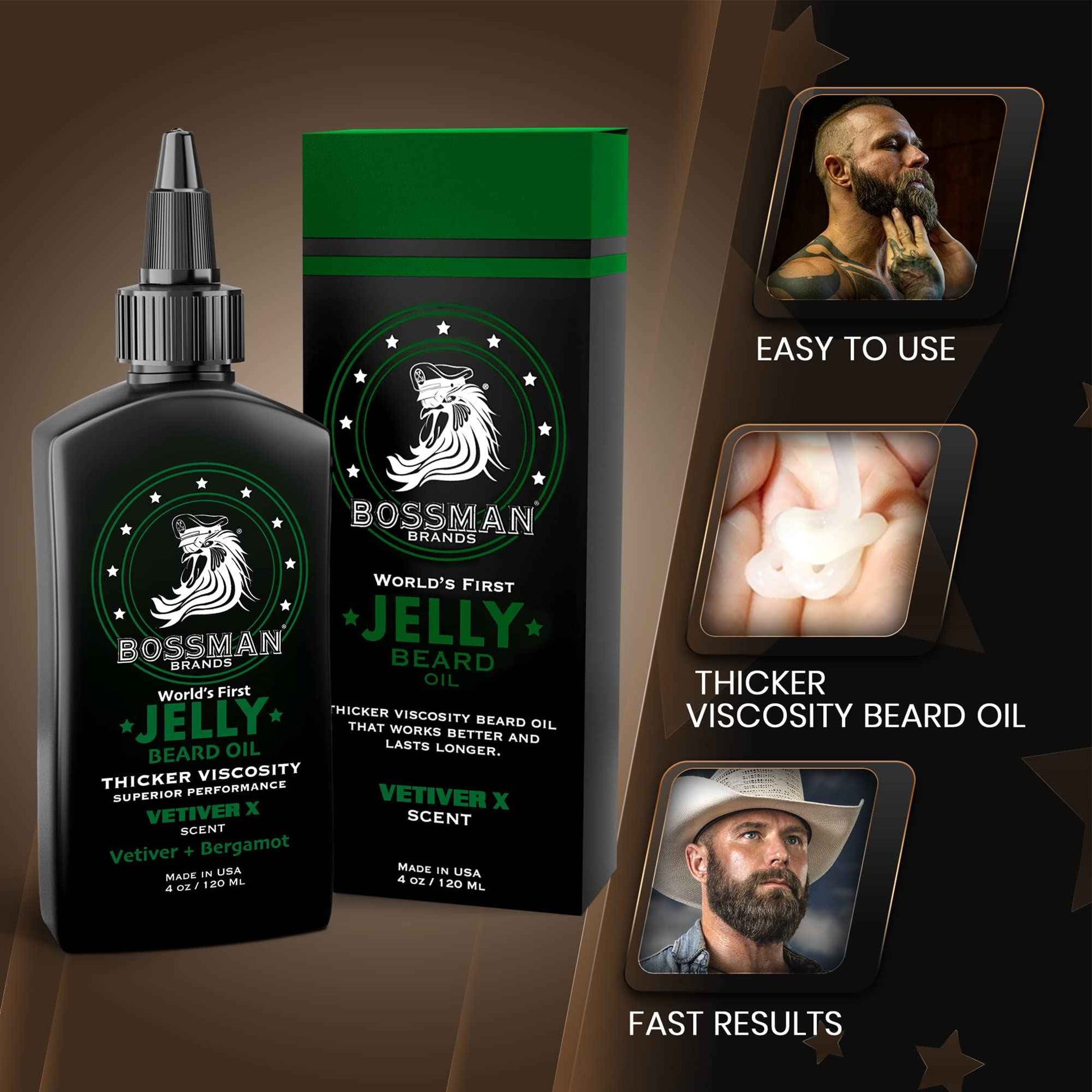 Bossman Men's Grooming Kit: Metal Comb and Beard Oil Jelly
