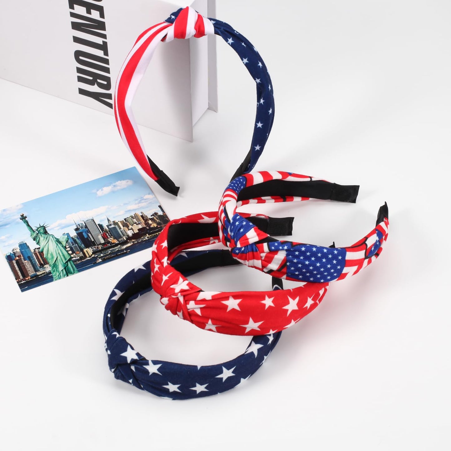 4pcs American Flag Headband 4th of July Independence Day Hair Accessory USA Patriotic Stars Stripes Twist Hair hoops for Women