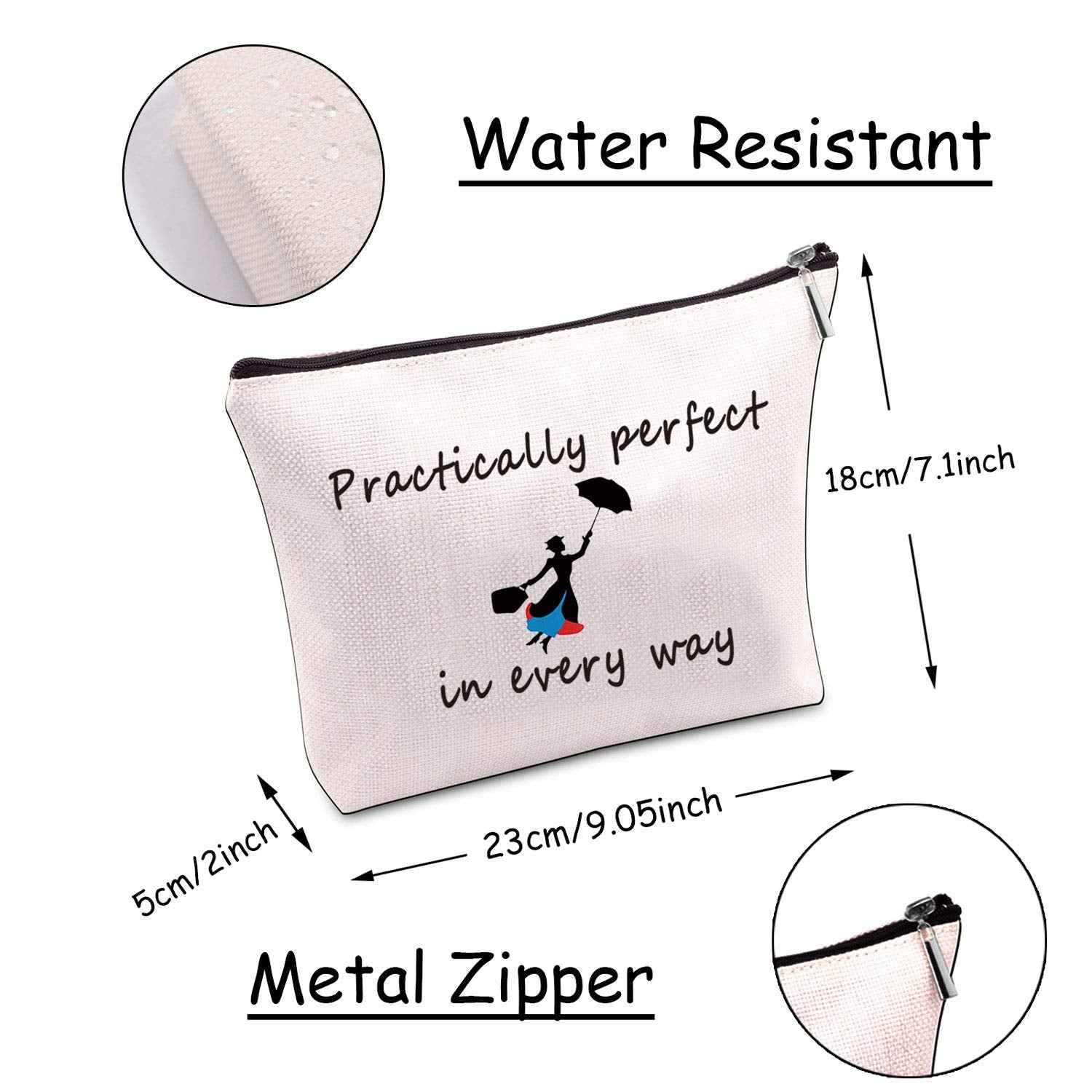 JXGZSO Mary Quote Makeup Bag Pencil Bag Practically Perfect in Every Way Movie Inspired Gift