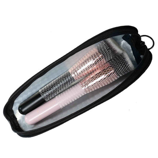 Aosbos Small Makeup Brush Holder Bag, 8.0 x 2.6 IN, Travel Cosmetic Pouch Organizer for Make Up Brush Traveling Case, Black Multi-Functional Pouch