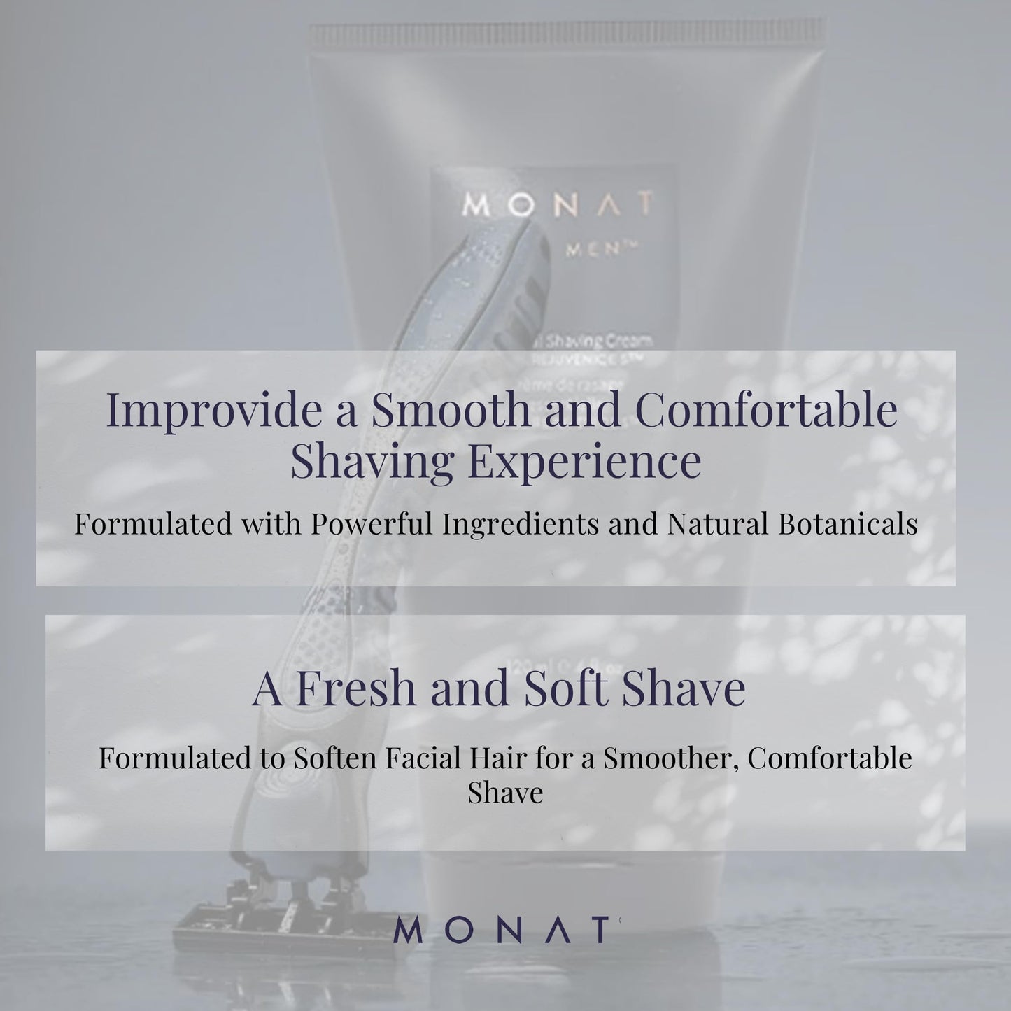 MONAT For Men Essential Shaving Cream - Natural Shaving Cream Includes Shea Butter, Coconut Oil, Aloe Vera, Ginger Root Extract, Panthenol, Avena Care & Coffee Seed Oil - Net Wt. 120 ml / 4 fl. oz.