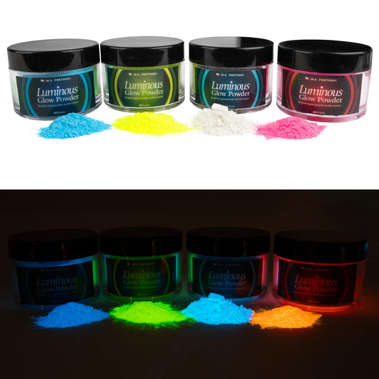 WA Portman Luminous Glow Powder 4 Pack - 60g (2.12 oz) per Jar Glow in The Dark Powder for Resin - Glow in The Dark Resin Pigment - Glow Powder for Resin - Phosphorescent Powder in 4 Colors