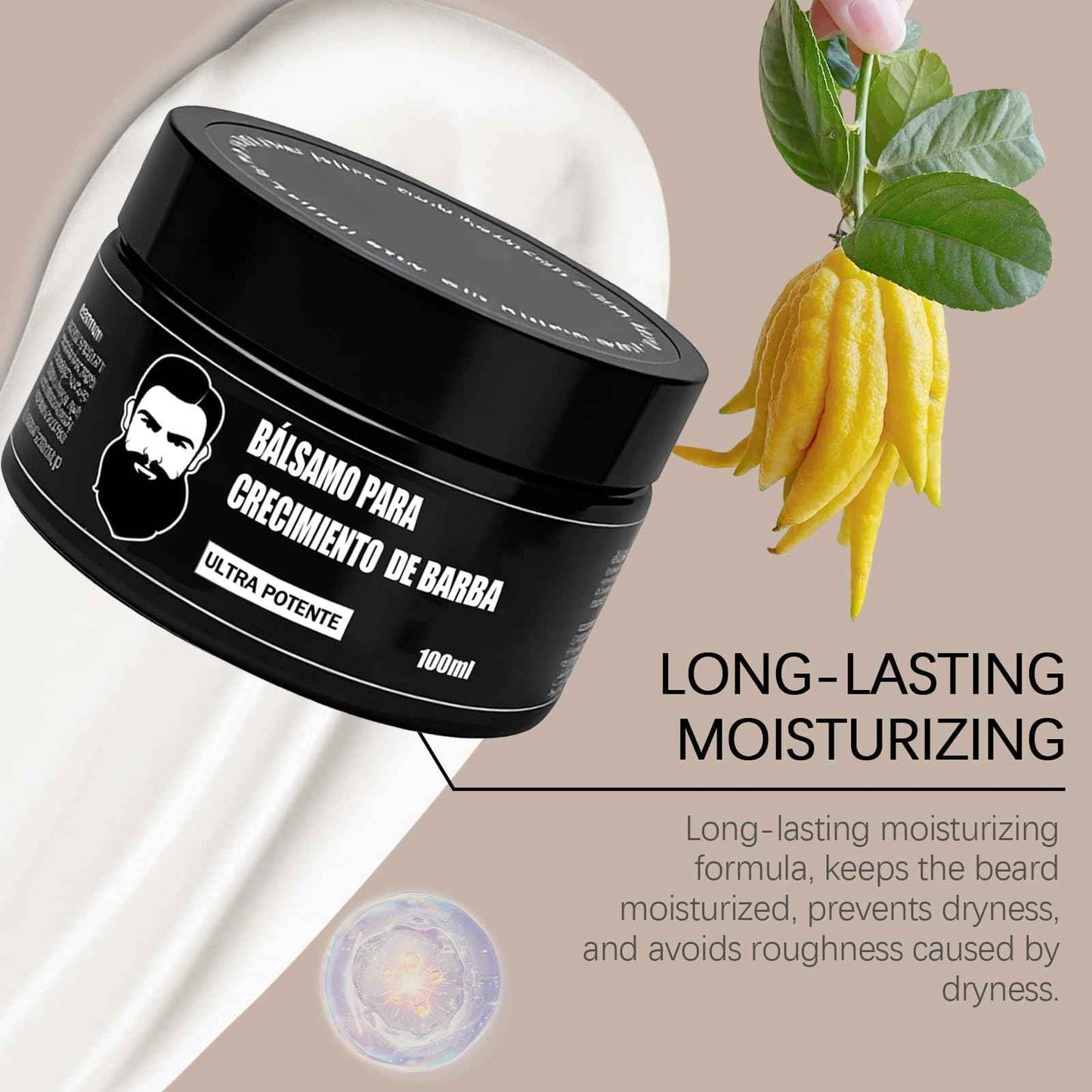 ipxkwll Cosmetics Para Barba, Bálsamo Estimulante de Barba, Ultra Potente Beard Stimulating Balm, Crema Para Barba, Moisturizes & Strengthens Beard, 100ML / 3.5OZ