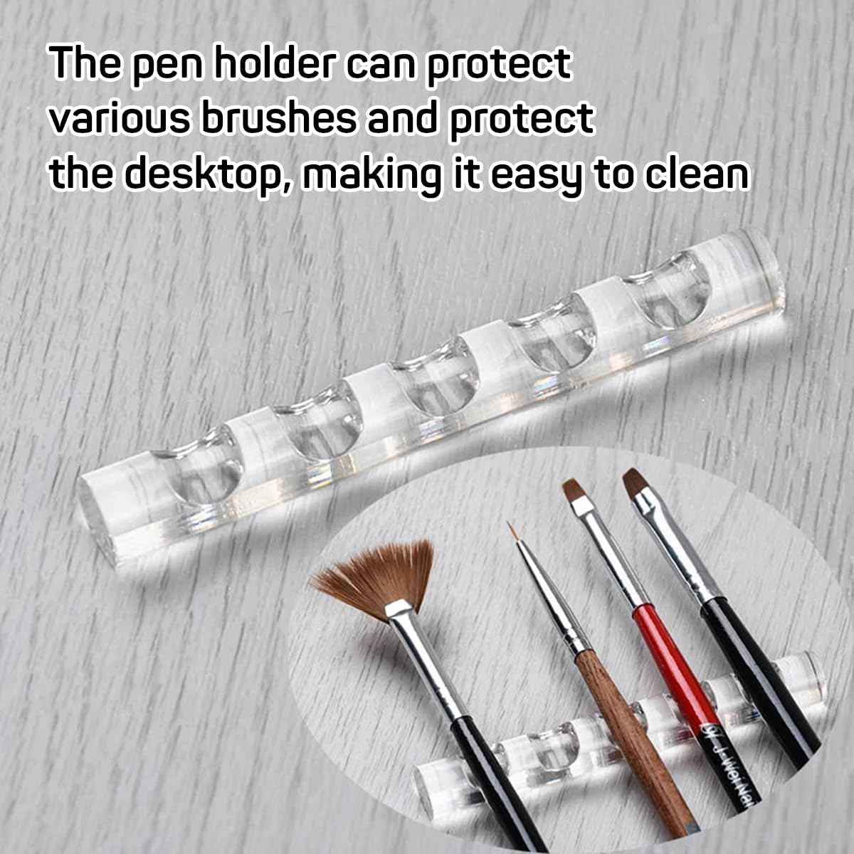 3zorqinron 2 Pcs Crystal Bar Pen Holder, Acrylic Nail Art Painting Pen Brush Stand for Drawing Pens, Nail Gel Polish Pen Brush Stand Holder Manicure Tool.