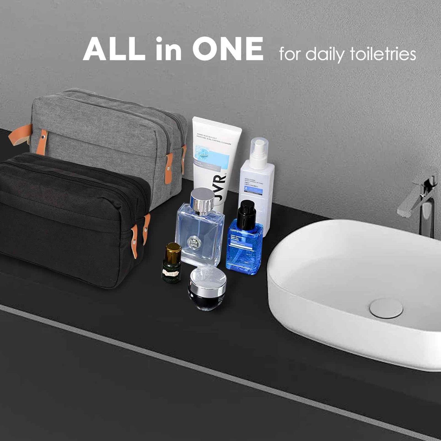 CaCTOUR Travel Toiletry Bag for Men Hanging Dopp Kit Water Resistant Shaving Bag for Toiletries Accessories, Small Toiletry Bag for Traveling (Gray)