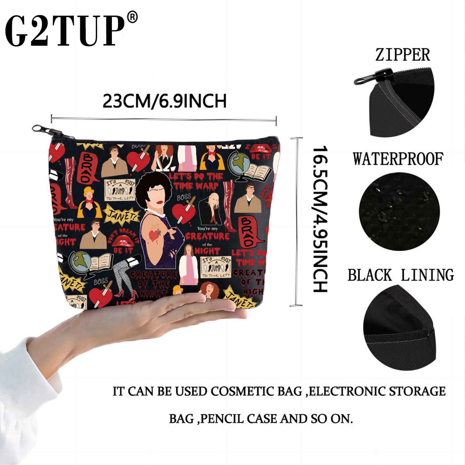 G2TUP Brad & Janet Makeup Bag Musical Film Fans Gift Don't Dream It Be It Zipper Pouch Musical Merch (Don't Dream New)