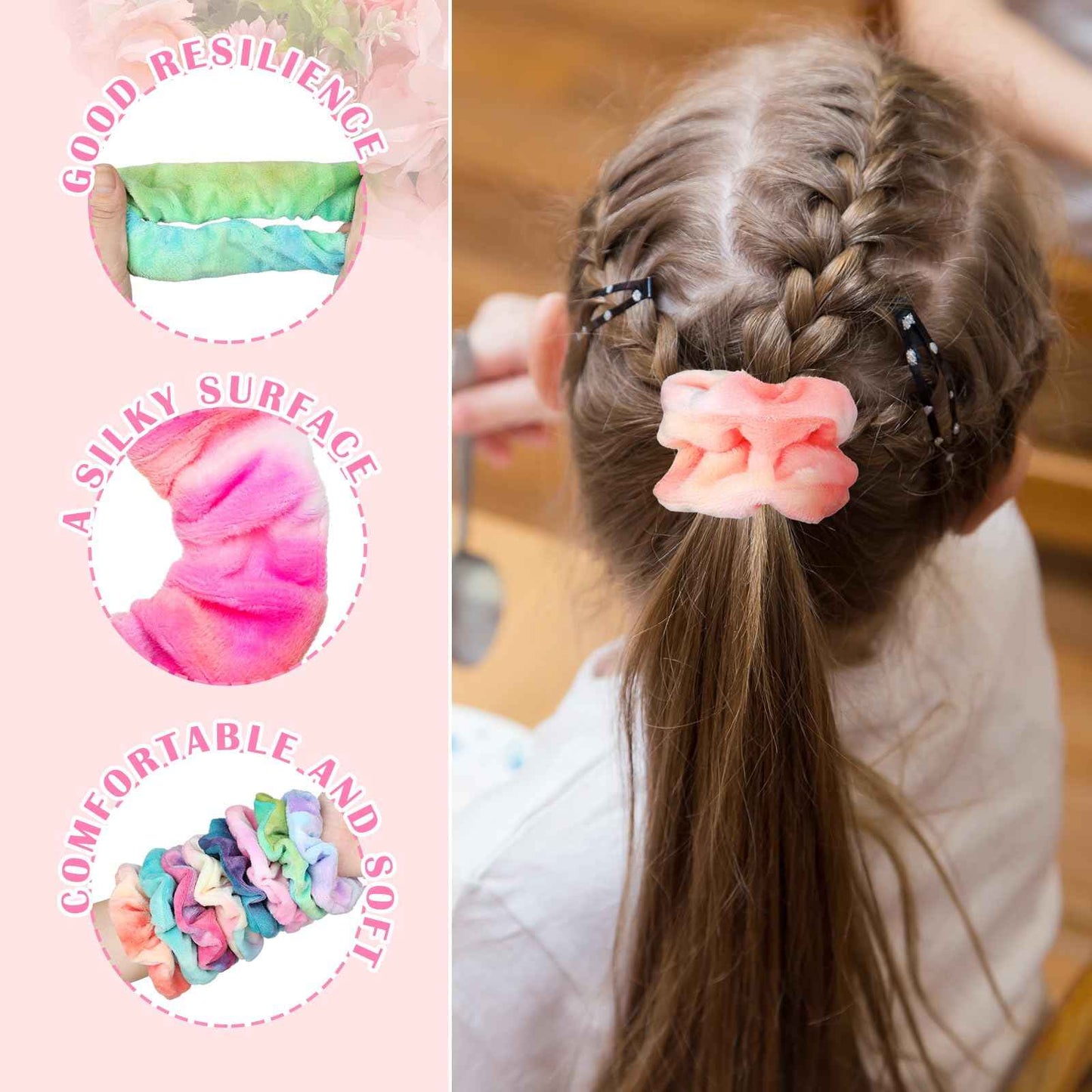 Yuxung 120 Pcs Velvet Scrunchies for Women Scrunchies Bulk Soft Elastic Scrunchy Hair Ties Cute Hairbands and Ponytail Holders Hair Accessories for Women(Tie Dye)