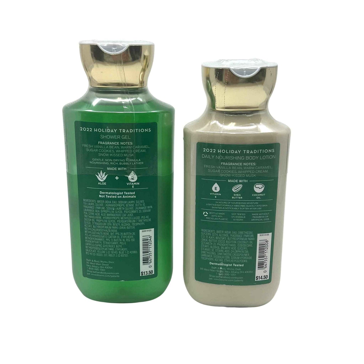 Bath and Body Works Gift Set of 10 oz Shower Gel and 8 oz Lotion (Vanilla Bean Noel), Multicolor