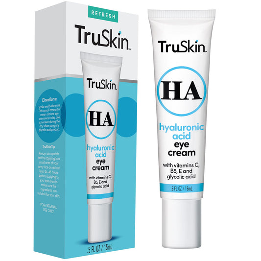 TruSkin Eye Cream for Dark Circles and Puffiness - With Hyaluronic Acid, Glycolic Acid, Vitamins C, B5 & E to Hydrate Delicate Under Eye Skin - Dark Circles Under Eye Cream for Women, 0.5 fl oz