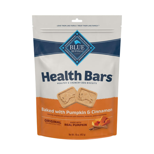 Blue Buffalo Health Bars Crunchy Dog Biscuits, Oven-Baked With Natural Ingredients, Pumpkin & Cinnamon, 16-oz. Bag