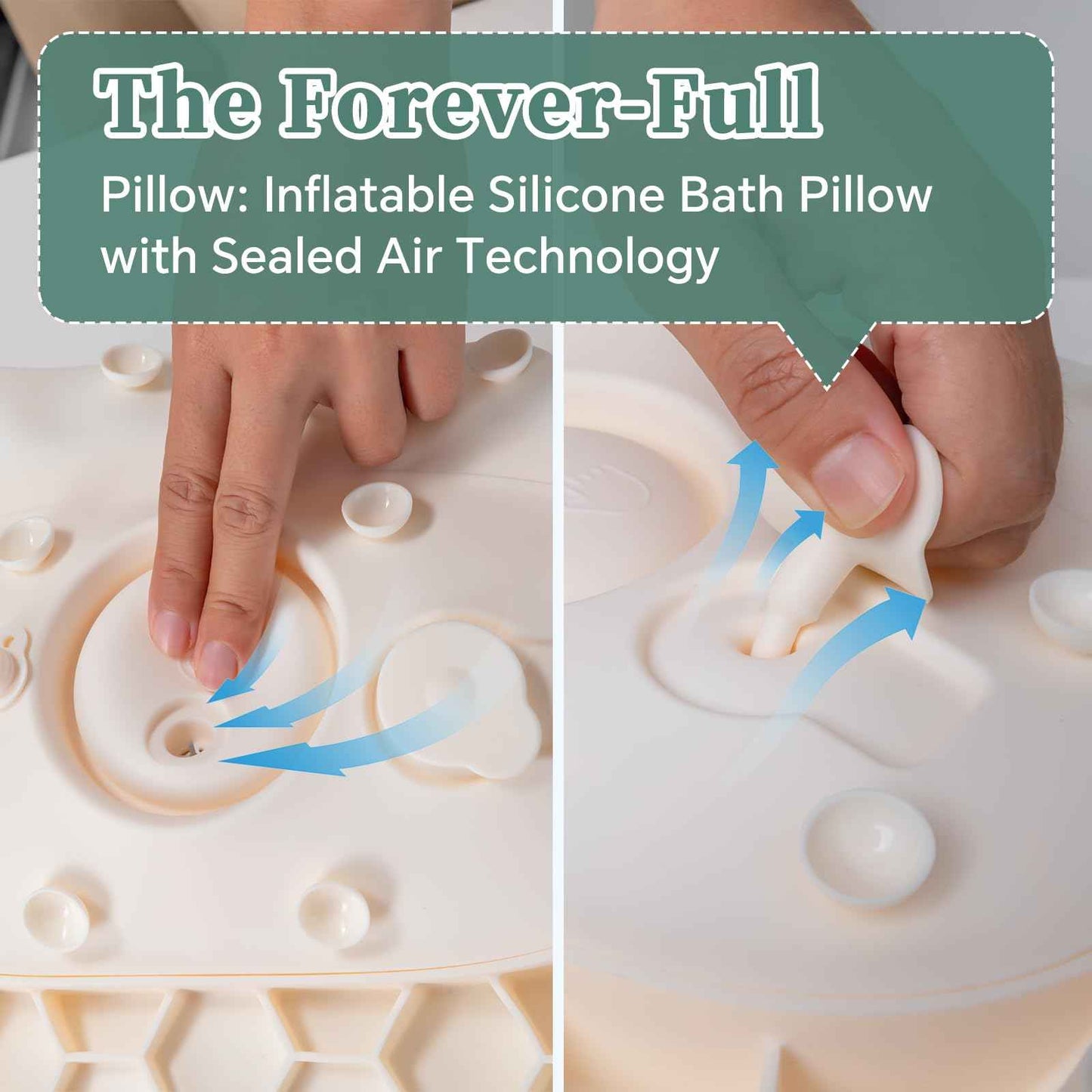 Silicone Bath Pillow for Tub Adults, 4D Air-Cushion Bathtub Pillow for Head Neck and Back Support, Non-Slip Suction Cups, Quick-Drying Waterproof Spa Pillow, Easy to Clean & Store，White