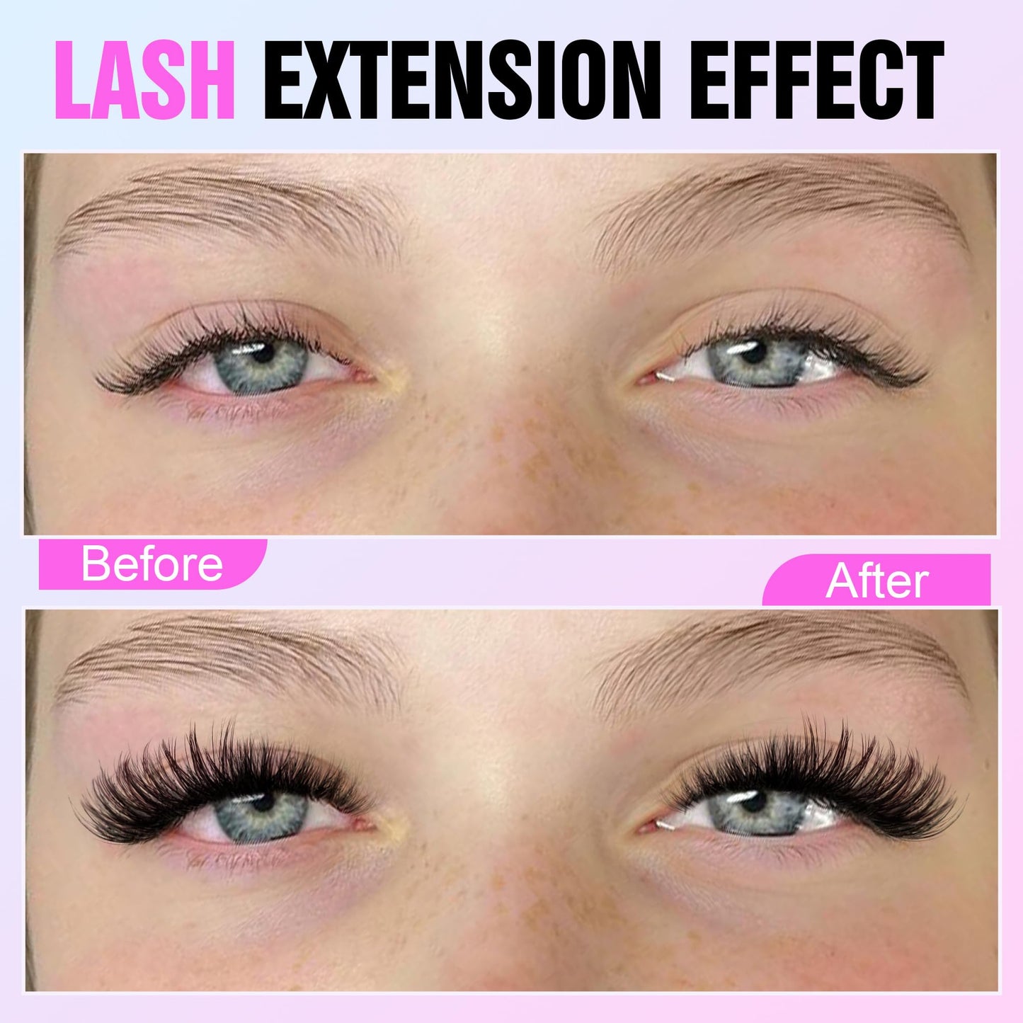 Pawotence Lash Extension Kit DIY 280pcs Individual Lash Clusters Kit 50D Curl 9-16mm Cluster Eyelash Extension Kit with Lash Bond and Seal and Lash Tweezers for Self Application(50D-0.07D-9-16MIX KIT)