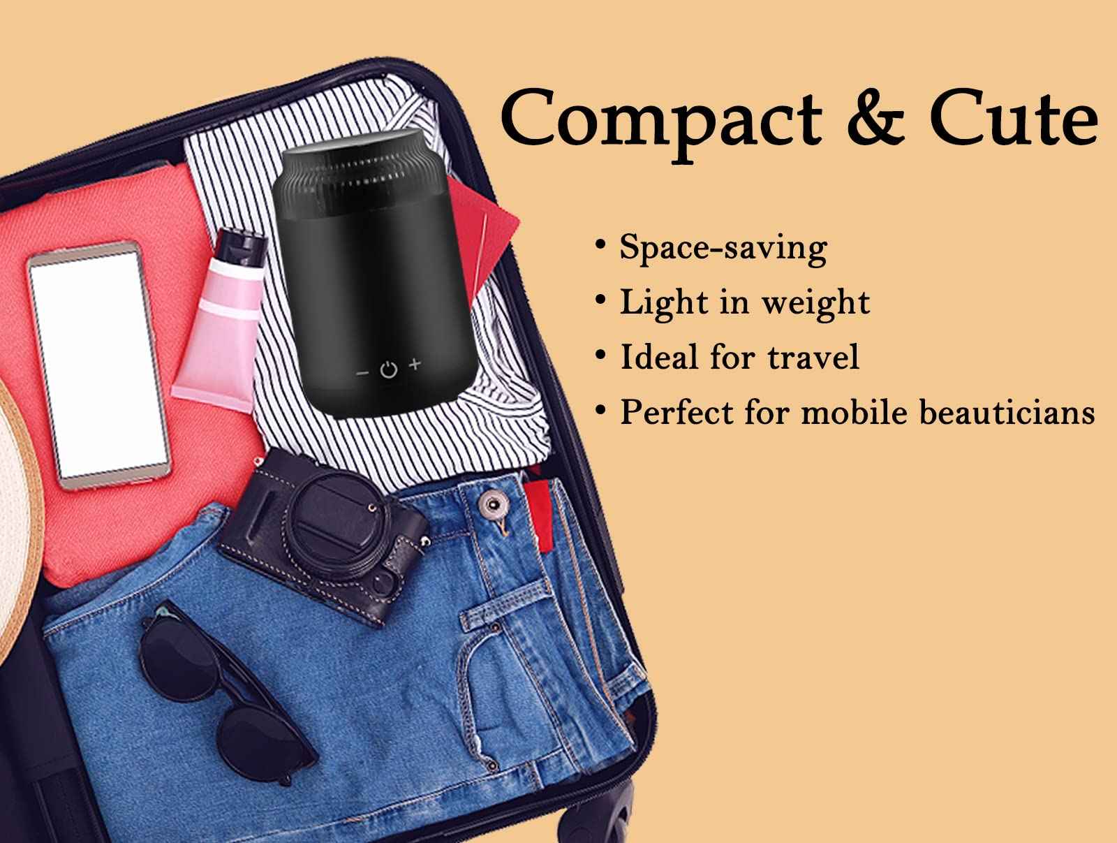 Podoy Mini Wax Pot Warmer for Hair Removal, Small Portable Travel Wax Melt Heater Machine Digital Display for SPA Salon Brow Body Nose Upper Lip Hair Waxing with 100 Waxing Sticks