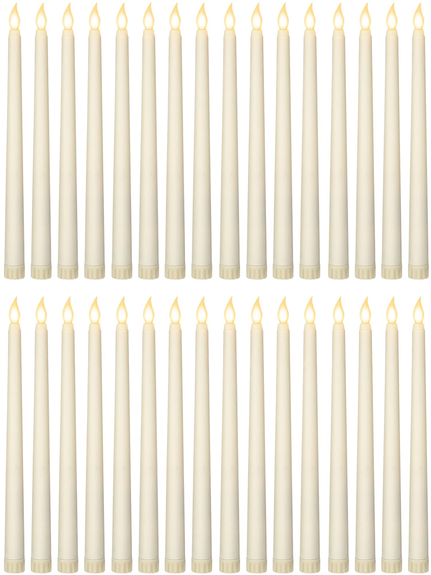 36 Pieces Flameless Taper Candles 11 Inch Flickering Candle Lights Faux LED Candles Battery Operated Candles Electric Fake Candles for Christmas Halloween Birthday Wedding Party Supplies (Ivory)