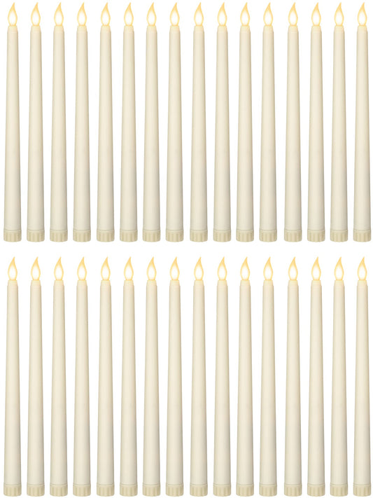 36 Pieces Flameless Taper Candles 11 Inch Flickering Candle Lights Faux LED Candles Battery Operated Candles Electric Fake Candles for Christmas Halloween Birthday Wedding Party Supplies (Ivory)