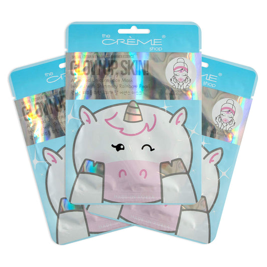 The Creme Shop Animal Sheet Mask, Korean, Hydrating, Collagen, Vitamin C, Anti-Aging - Pack of 3 (Unicorn)