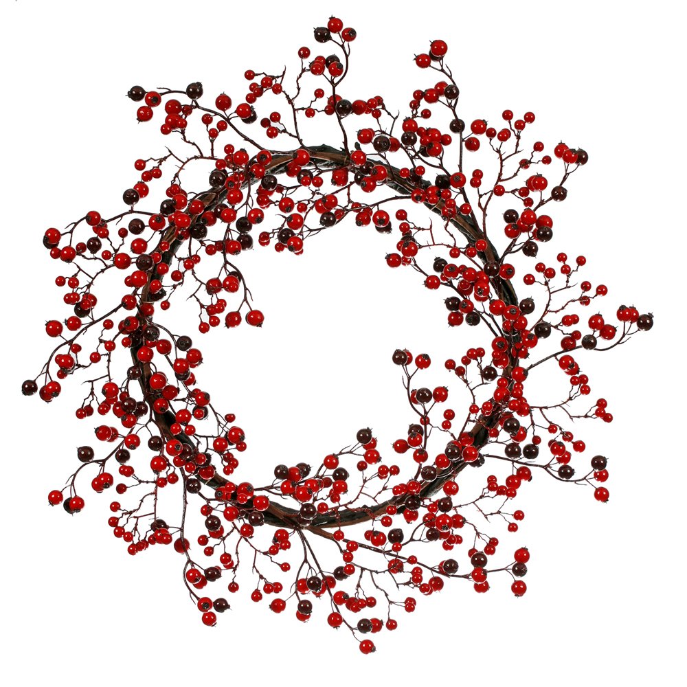 Vickerman 22" Red-Burgundy Mixed Berry Artificial Christmas Wreath, Unlit - Indoor Outdoor Weather Resistant Berry Wreath Decor