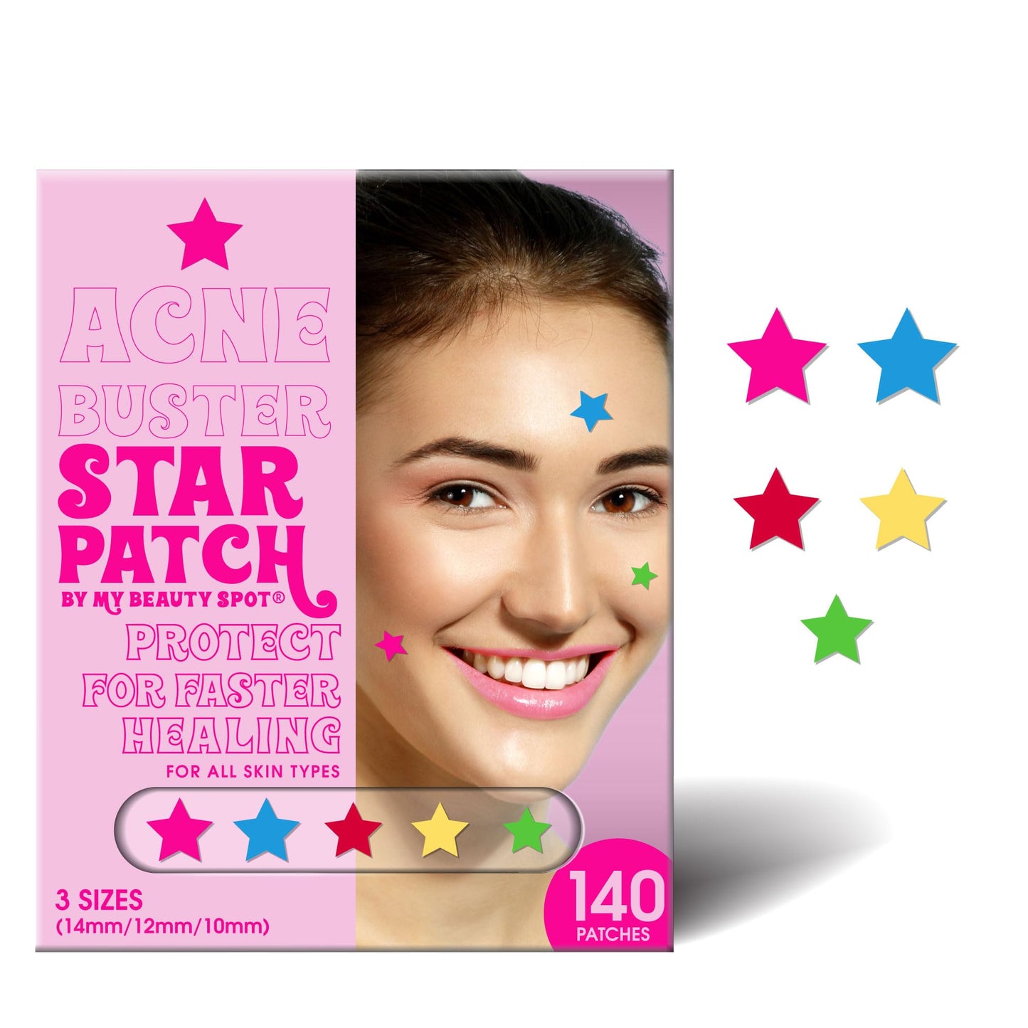 My Beauty Spot Star Pimple Patches Cute Acne Patches for Face (140 Patches) with Hydrocolloid, Tea Tree Extra & Salicylic Acid, Colorful Fun Designs – Pimple Patches for Face Acne Spot Treatment