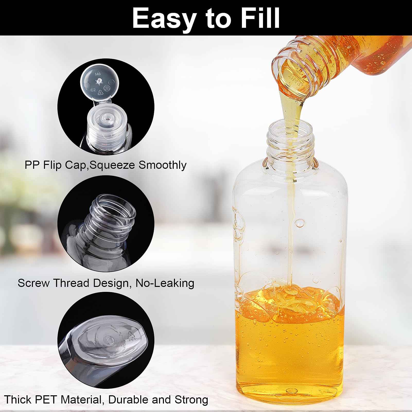 Wowang Travel Shampoo and Conditioner Bottles 7.7oz 7 Pack Leak Proof Plastic Squeeze Bottle with Flip Cap Refillable Containers Travel Bottles for Toiletries Lotion Shampoo Conditioner