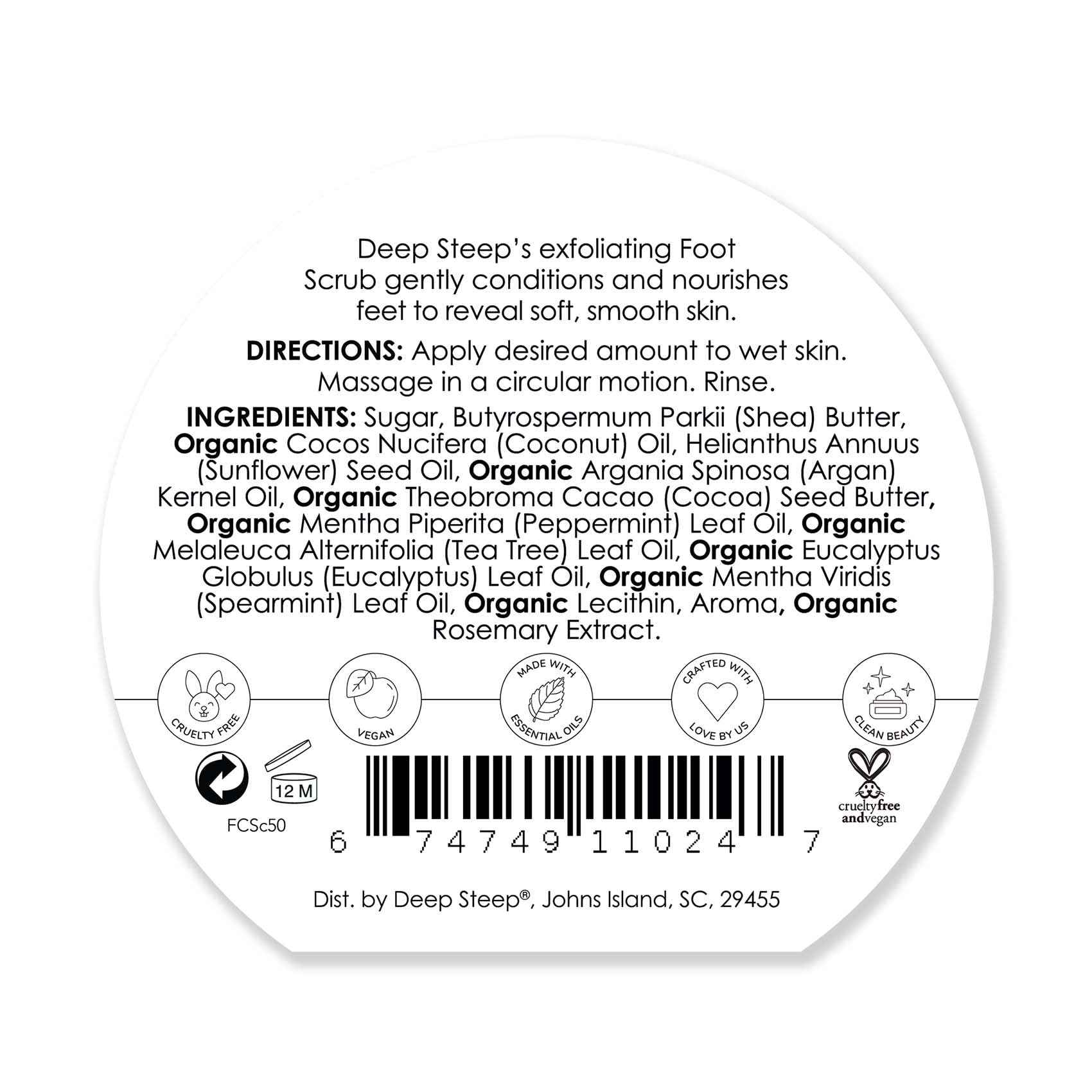 Deep Steep Natural Candy Mint Therapeutic Foot Scrub - 8 Ounce (Pack of 2)