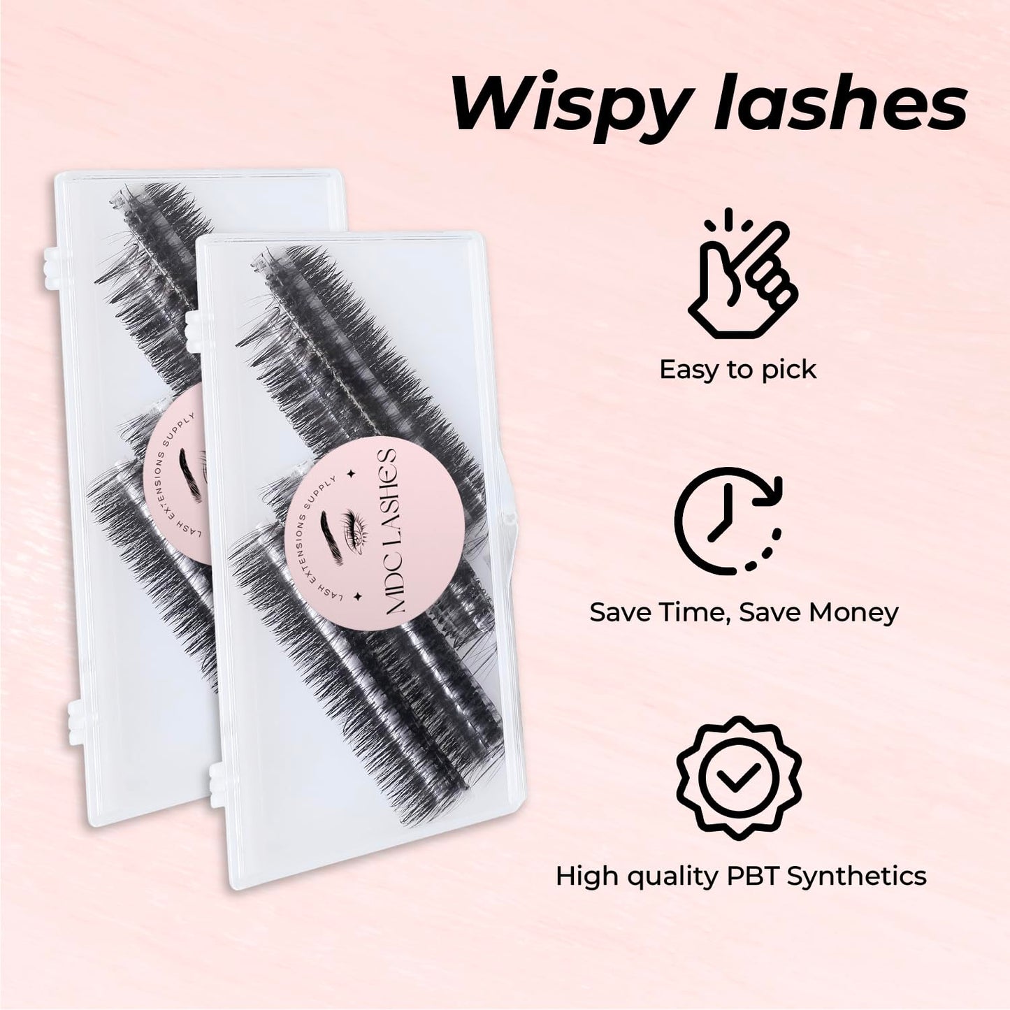 MDC LASHES Promade Wispy Lash Extension Volume Lashes 1000fans 0.05-0.07 Thickness, C/D/CC Curl, 8-18mm Loose Fans False Eyelashes 5D 7D 9D for Fluffy Eyelash Cluster, Soft, Long Lasting