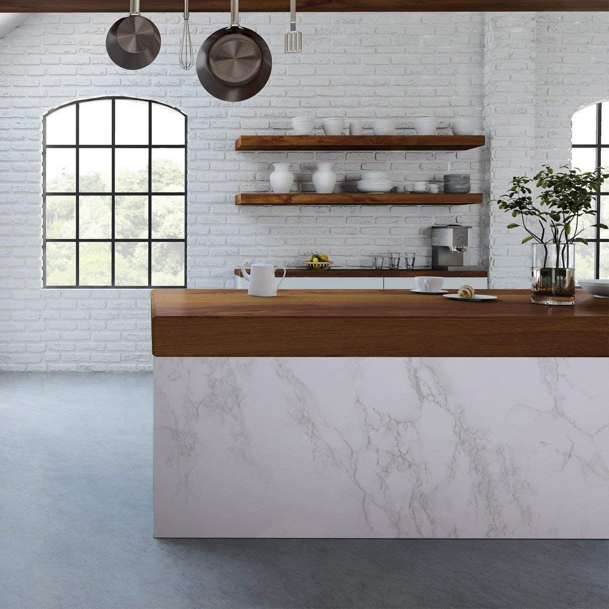 practicalWs Marble Wallpaper Granite White and Grey Paper Roll 23.6" x 118" Kitchen Countertop Cabinet Furniture is Renovated Thick PVC Easy to Remove Without Leaving Glue Upgrade