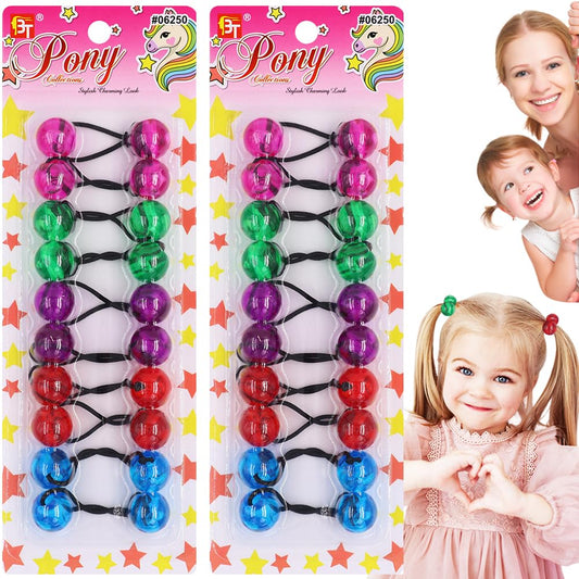 20 Pcs Hair Ties 20mm Ball Bubble Ponytail Holders Colorful Clear Assorted Elastic Accessories for Kids Children Girls Women All Ages (Clear Pink/Green/Purple/Red/Blue)