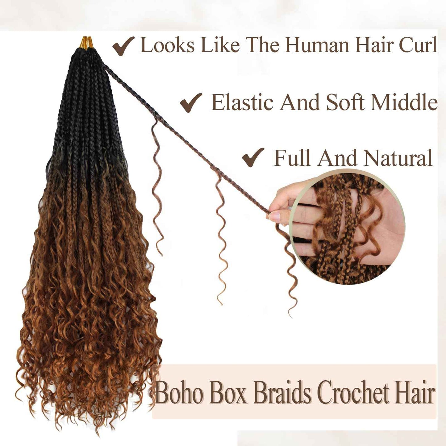 Vustbeauty 9 Packs Boho Box Braids Crochet Hair 24 Inch Goddess Box Braids Crochet Hair With Curly Ends Synthetic Bohemian Braids Hair Extension For Women (24inch, OT30)