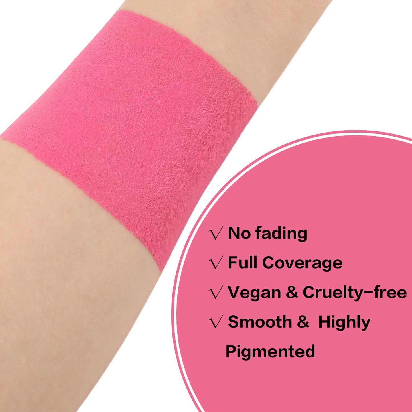 BADCOLOR Pink Face Body Paint Stick, Cream Blendable Full Coverage Eye Black Facepaints for Adult Children, Professional Hypoallergenic Face Painting Kit for Halloween Special Effects Cosplay Party