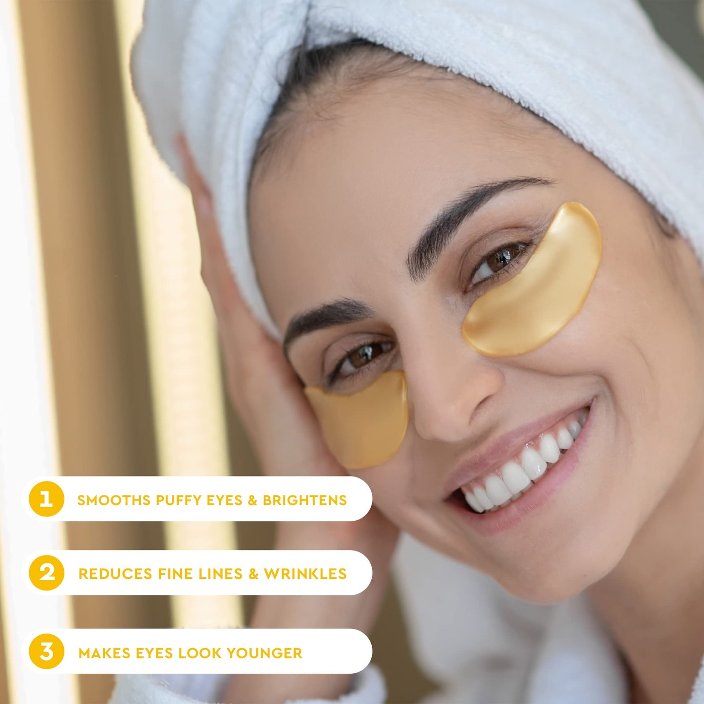 24K Gold Under Eye Mask Patches for Dark Circles & Puffy Eyes Treatment - 20 Pairs Hydrating Anti-Aging Hyaluronic Acid & Collagen Eye Pads for Smoother Softer Cool Skin, Beauty Gel Eyemask Skin Care