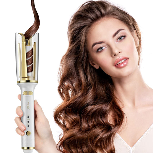 VISKS Professional Anti-Tangle Rotating Curling Iron, 1" Barrel with Large Slot & 3 Temperature Settings, Dual Voltage with Auto Shut-Off