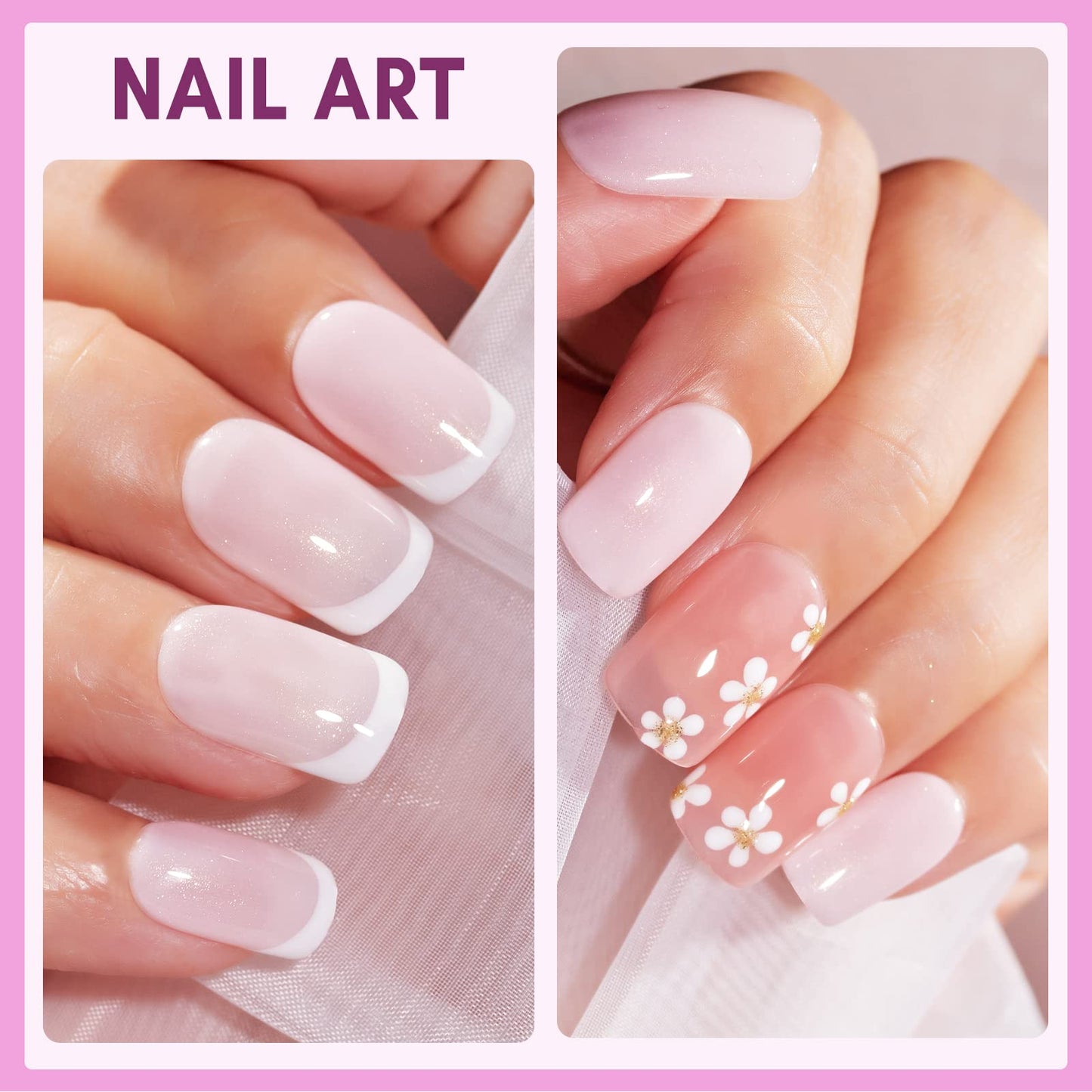 Makartt Gel Nail Polish, Natural Nude Jelly Pink Glitter Gel Polish Spring 15ML Soak Off UV LED Gel Polish Set Manicure DIY Nail Art Designs Home Salon-Soft Whisper