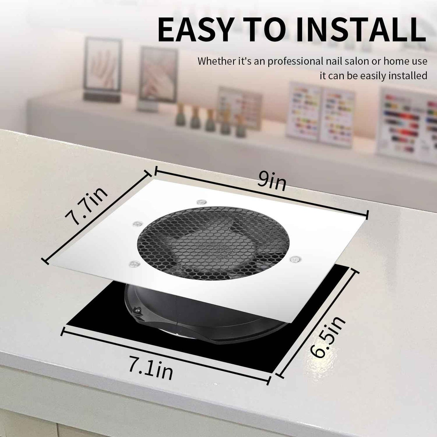 Powerful 80W Nail Dust Collector Built in Table Desk Nail Vacuum Cleaner Professional Table Embedded Dust Extractor Vacuum Built in Desktop Nail Dust Collector Quiet Nail Fan Acrylic Nail Tools