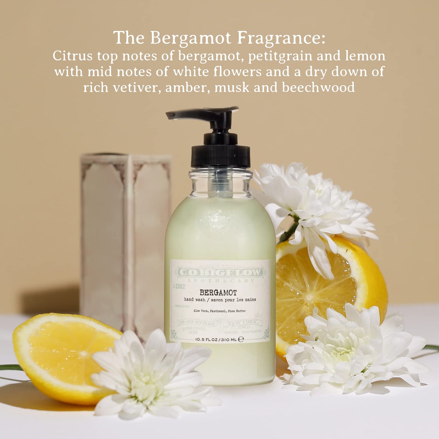 C.O. Bigelow Iconic Collection Bergamot Hand Wash, with Glycerin, Aloe Vera, Panthenol, and Shea Butter, 10.5 fl oz