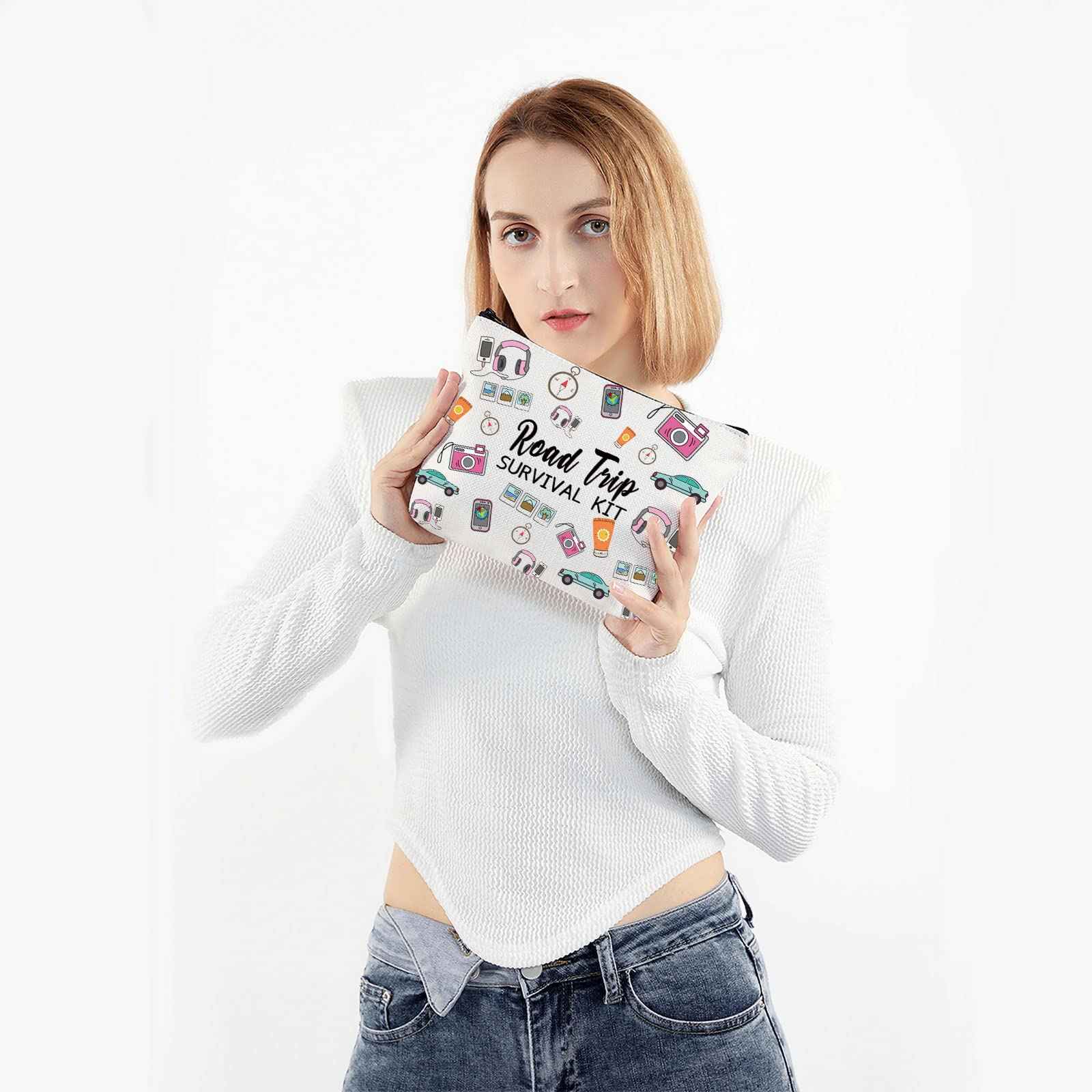 PWHAOO Friend Trip Makeup Bag Trip Survival Bag Cosmetic Bag Adventure Lover Gift Explore Gift (Trip B)